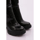 Long Glossy Thick Heel Boots