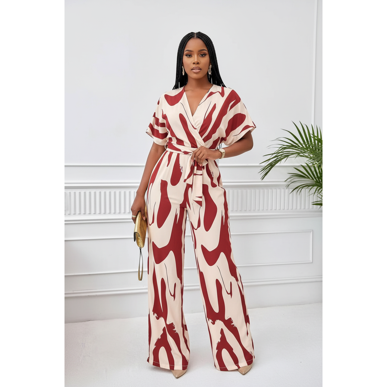 Vintage V-Neck Jumpsuit