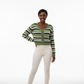 Striped Pattern Fluffy Knit Cardigan