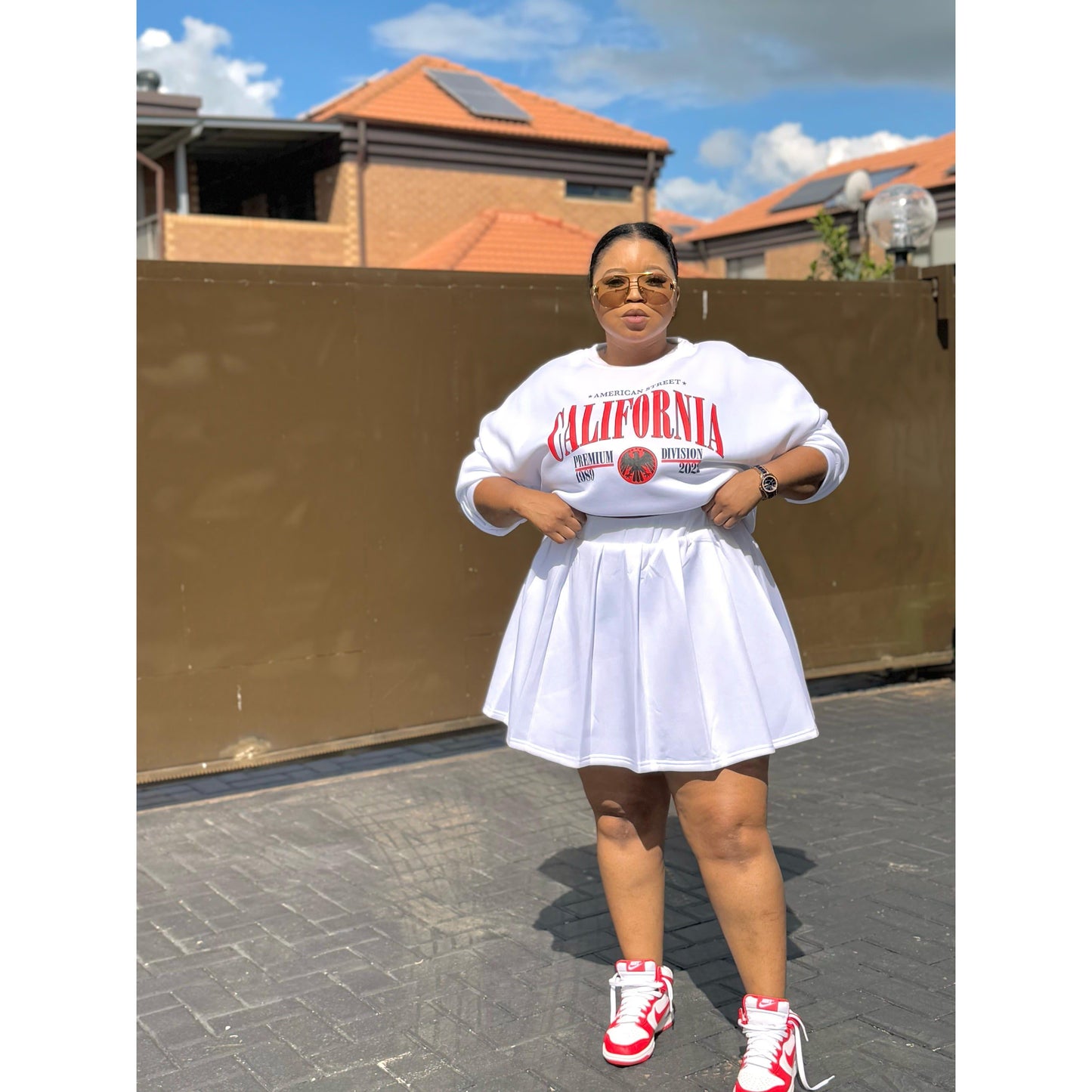 Mini Skirt & Oversized Sweatshirt 2 Piece Set.