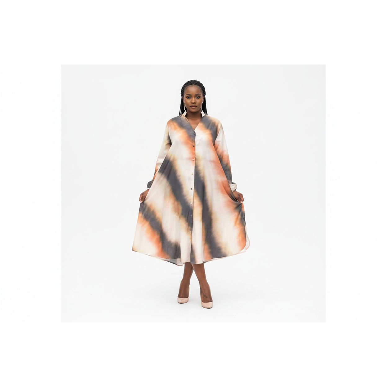 Buttoned Long Sleeve Dress