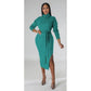 Turtleneck Slit Bodycon Dress