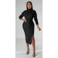 Turtleneck Slit Bodycon Dress