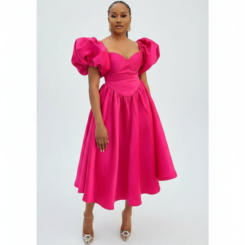 Vintage Bubble Sleeve Dress