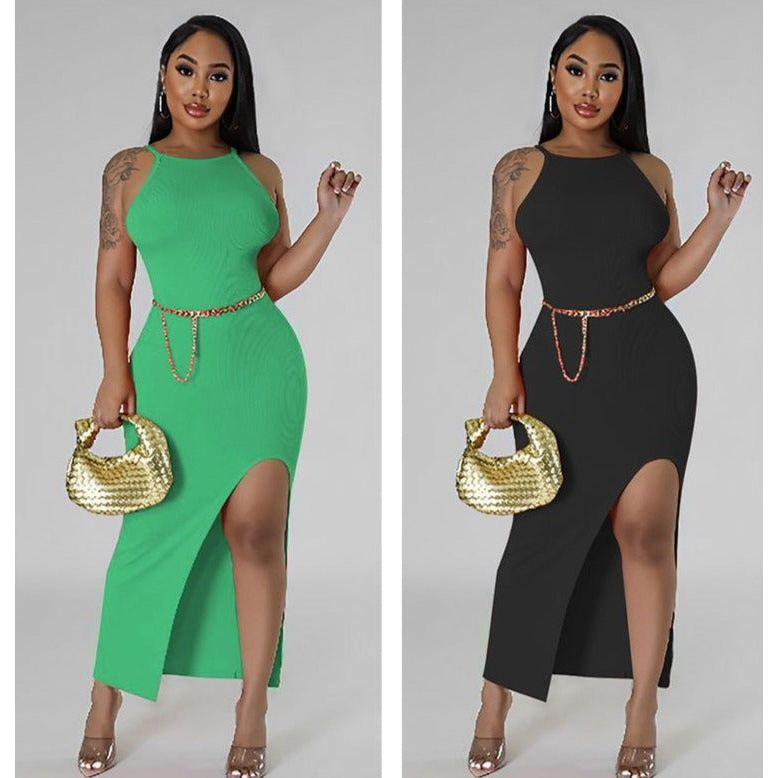 Sleeveless Side Slit Bodycon Dress