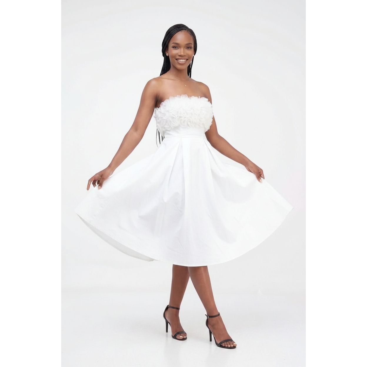 Ladies Fits & Flare Bustier Bubble Midi Dress