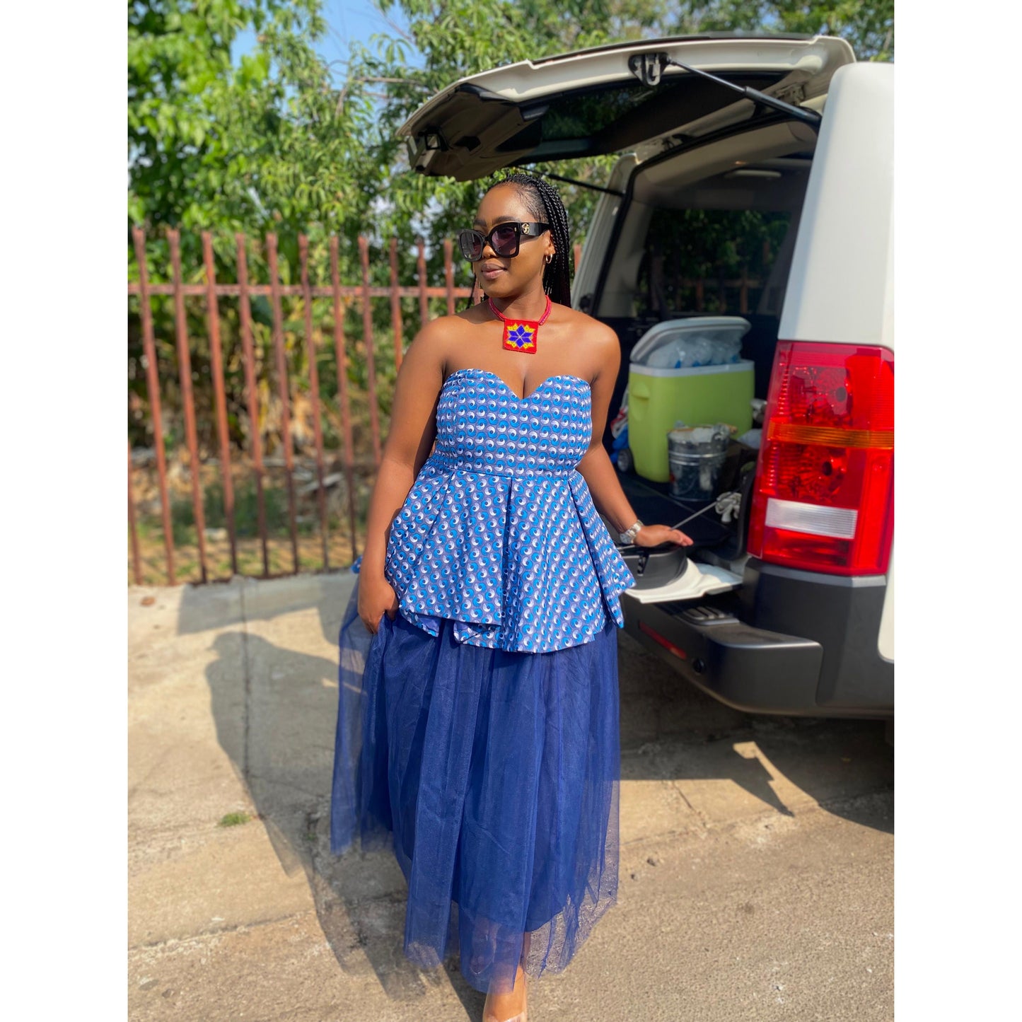 Boobtube Elegant African Print Top and Tulle Skirt 2 Piece Set