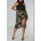 Camouflage Side Slit Cargo Skirt