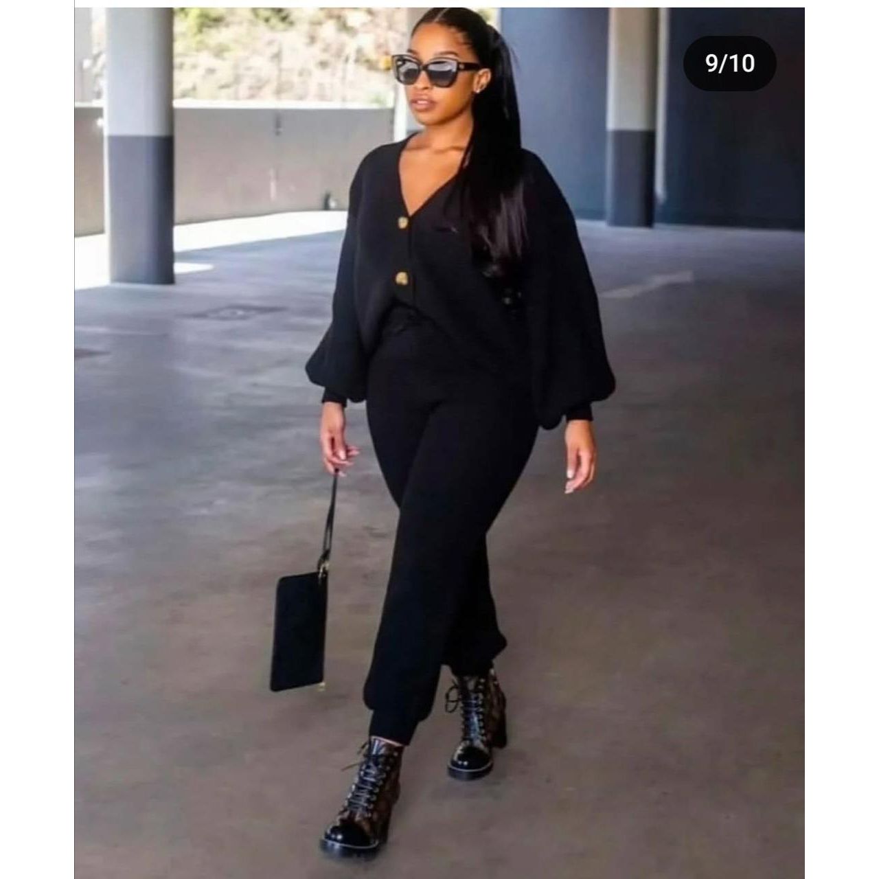 Knitted Button Cardigan & Wide-Leg Pant Set