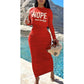 Solid Color Dress and Printed Crop Top Set