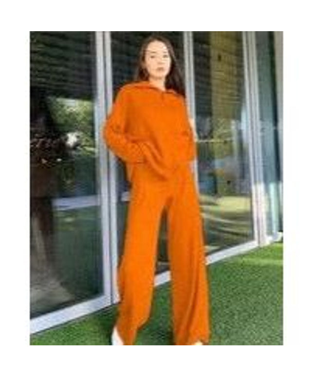 Knitted Zip Neck Top and Pant Set