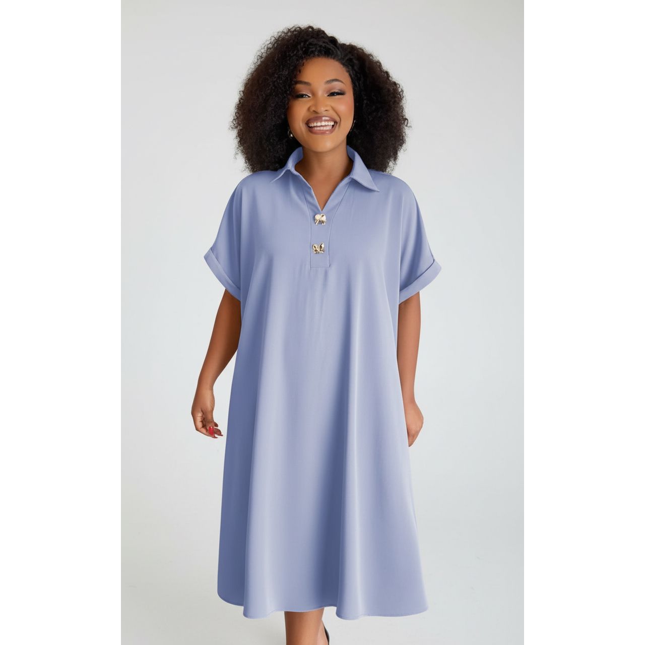 Casual Collar Midi Dress.