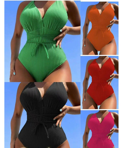 Crisscross Backless Knot Front One Piece Swimsuit