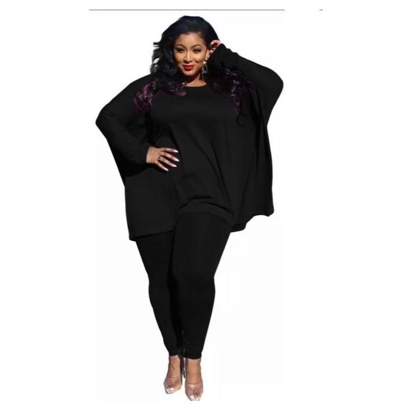 Solid Color Loose Top & Tights Set