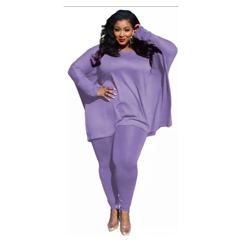 Solid Color Loose Top & Tights Set