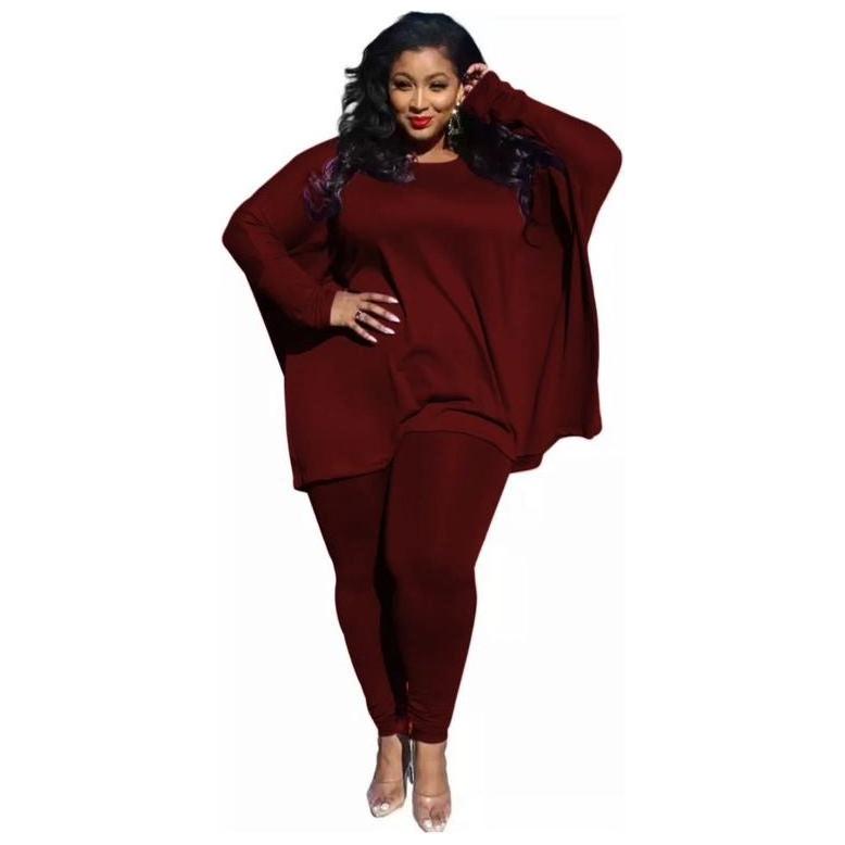 Solid Color Loose Top & Tights Set