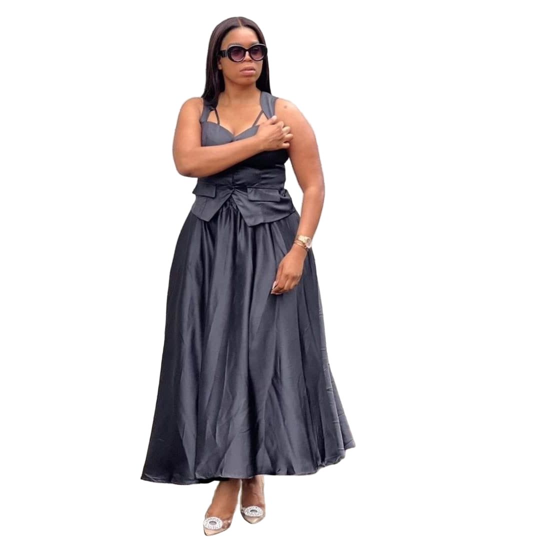 Queen Worth Satin Corset Maxi set.