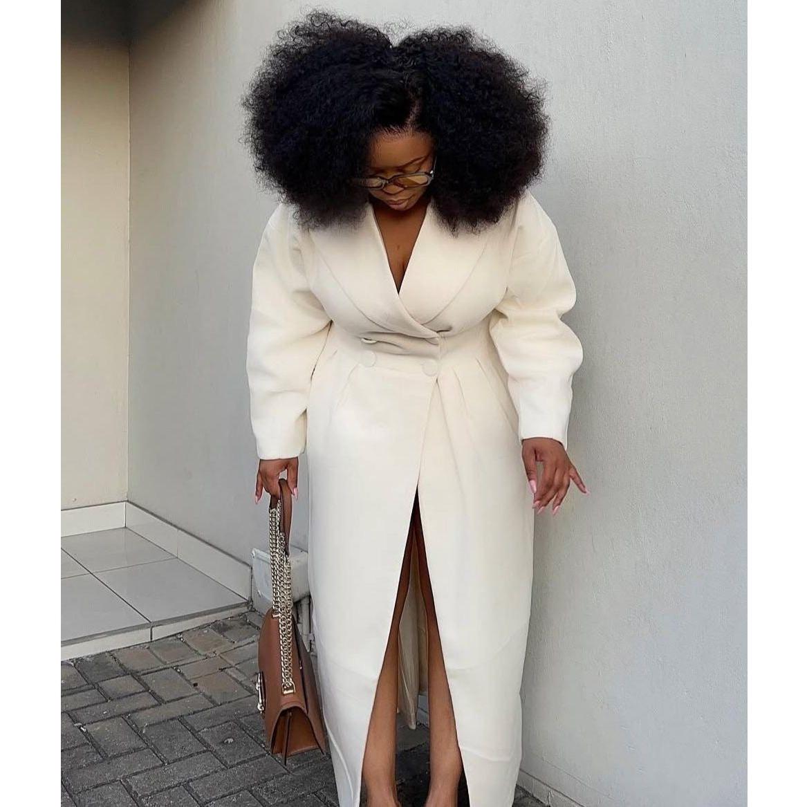 Buttoned Long Sleeves Loose Notched Collar Outerwear Coats