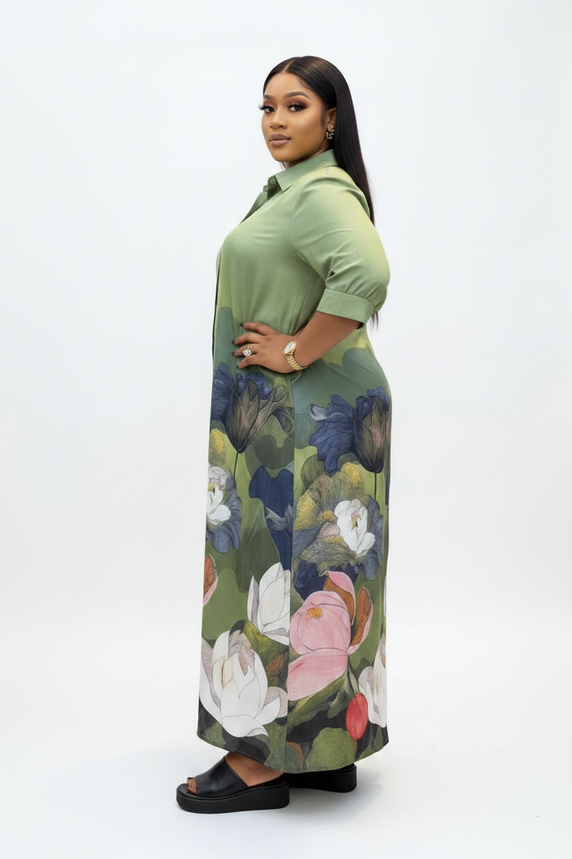 Floral Button Down Maxi Dress