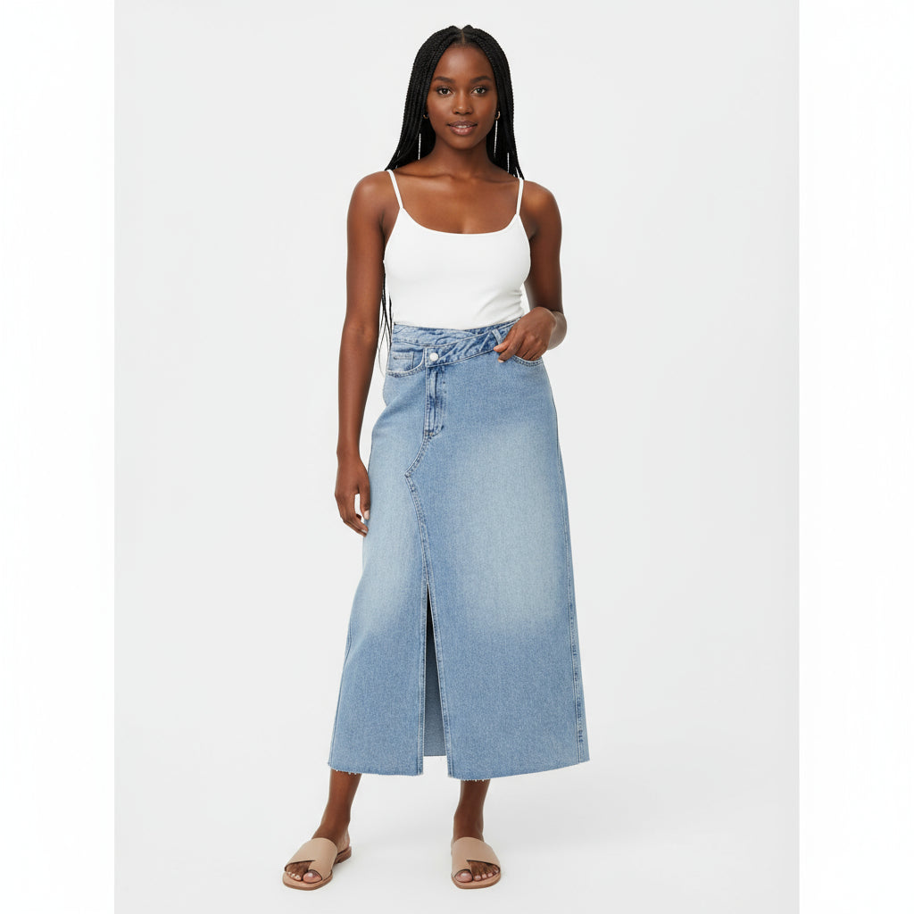 Denim Front Slit Skirt