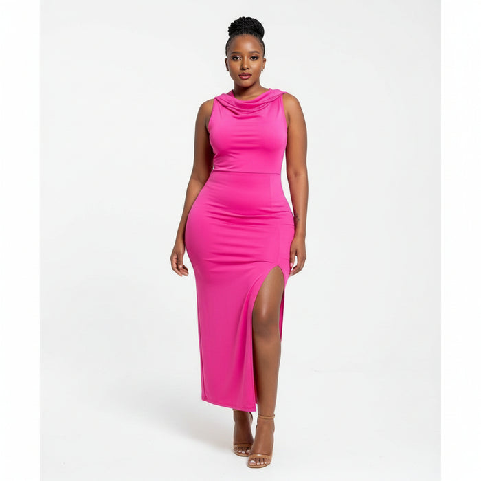 Multicolor Bodycon Dress with Side Slit