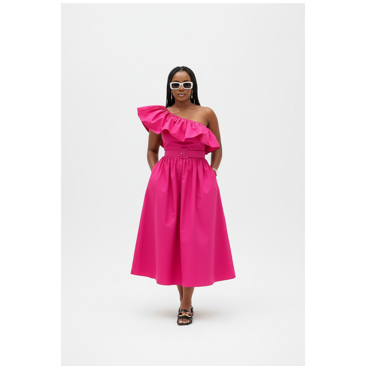 One Hand Off shoulder Crop Top and Skirt Set