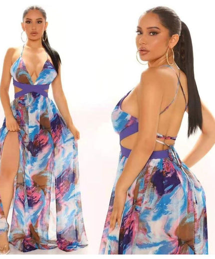 Sexy Backless Front Slit Dress