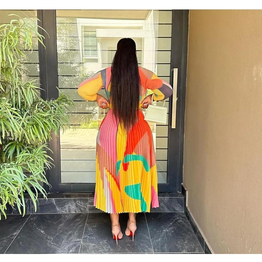 Turtleneck Top and pleated skirt Set