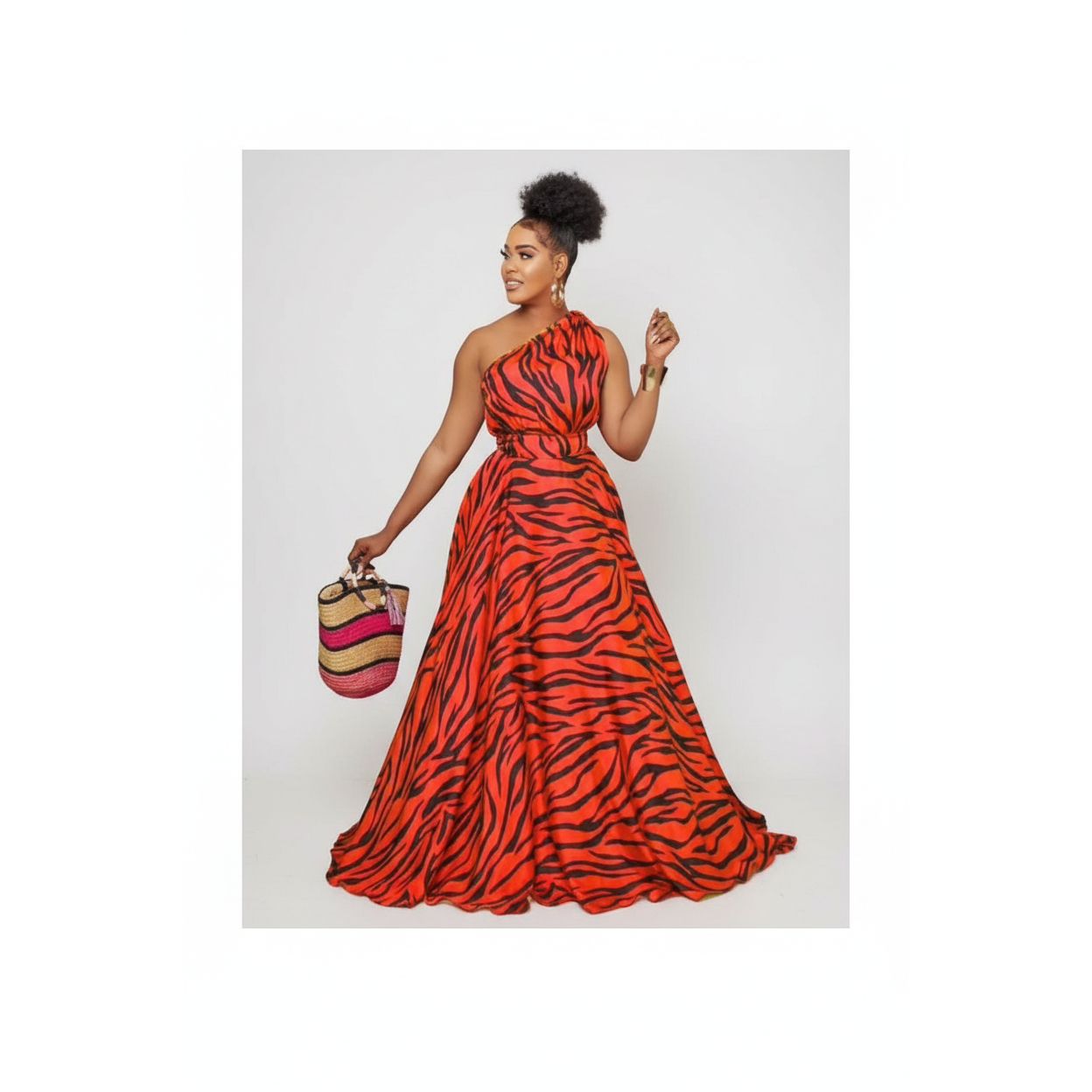 Off Shoulder Print Maxi Dress