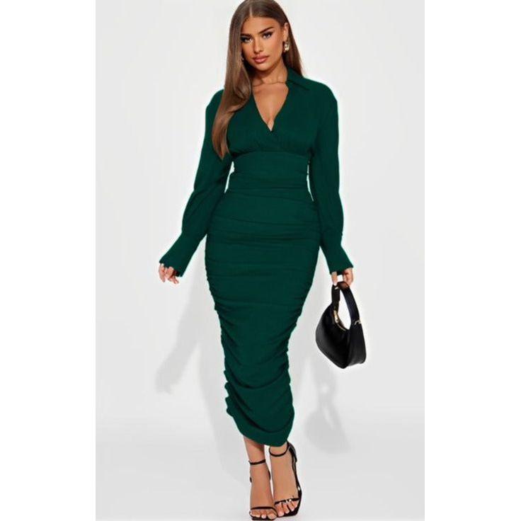 Long Sleeve V-Neck Dress