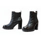 Quilted Faux-Leather Block Heel Boots