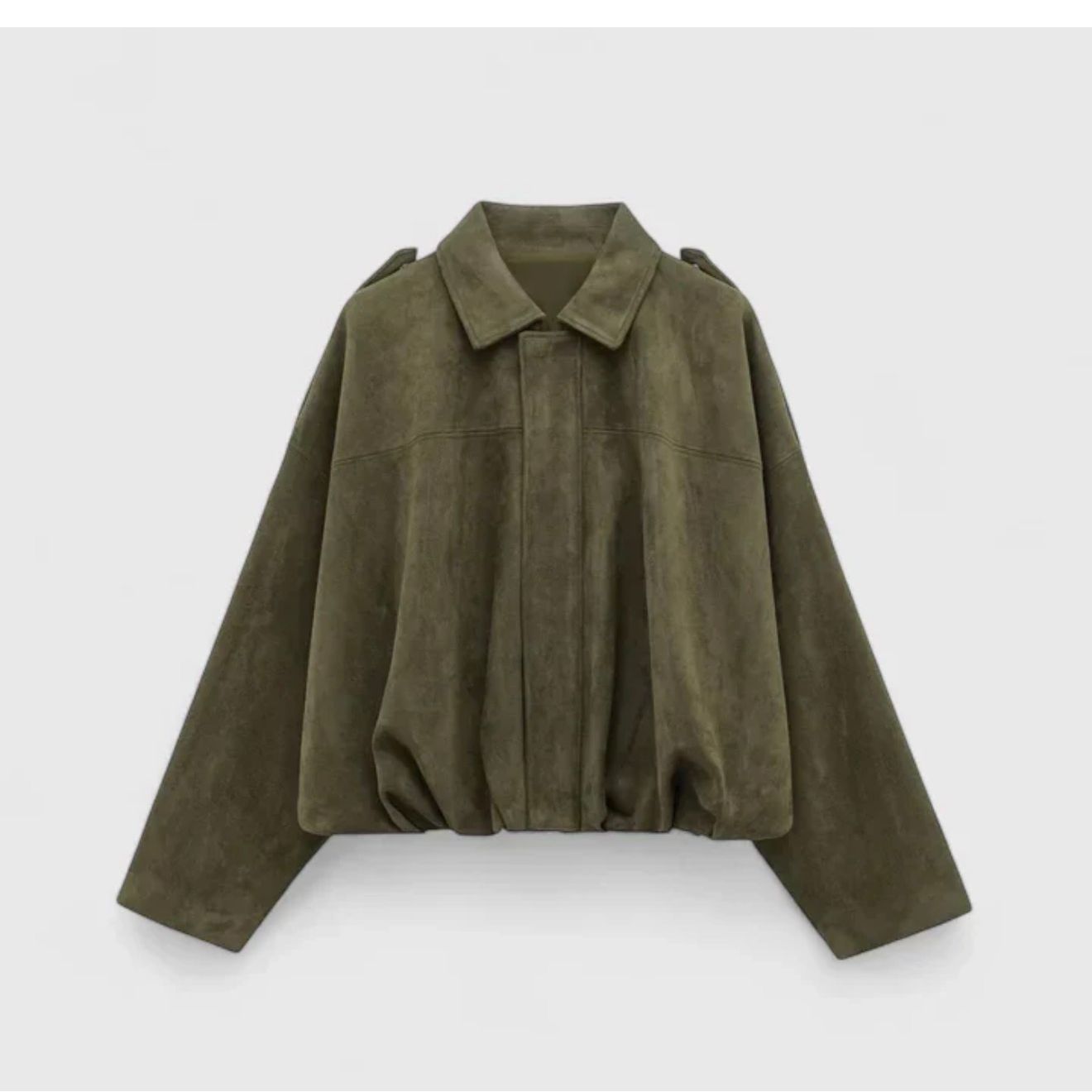 Trendy Oversized Faux Suede Bomber Jacket