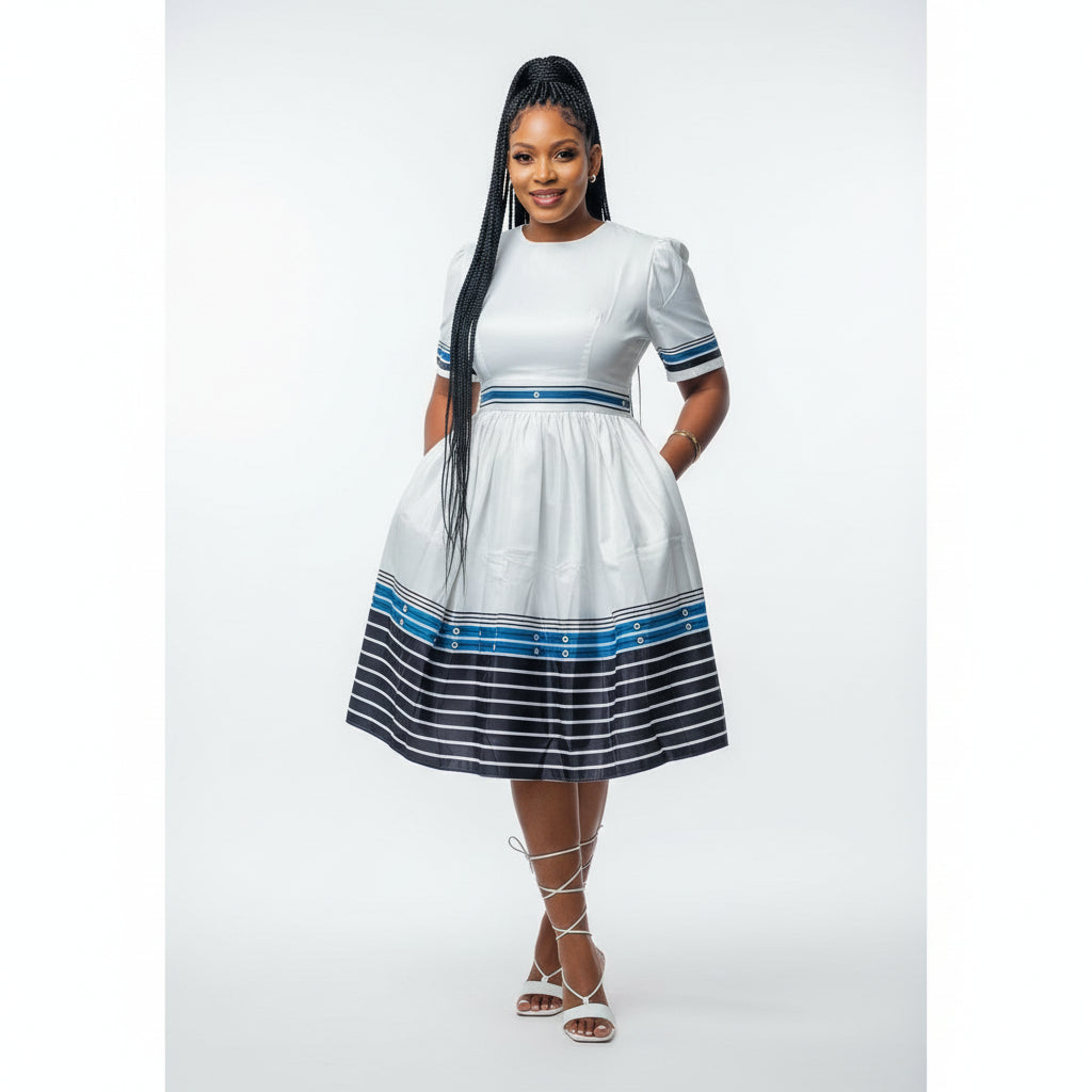 Round Neck Traditional Ankara Dress