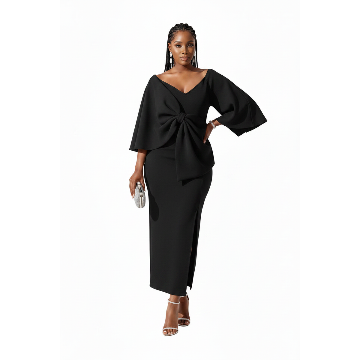 Bowknot Long Sleeve Dress