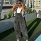 Big Pockets Loose Dungaree Denim Jumpsuit