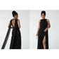 Sleeveless Halter Neck Backless Ruched Dress