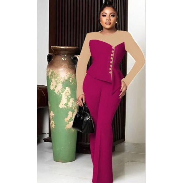 Vintage Buttoned Top & Pant Set