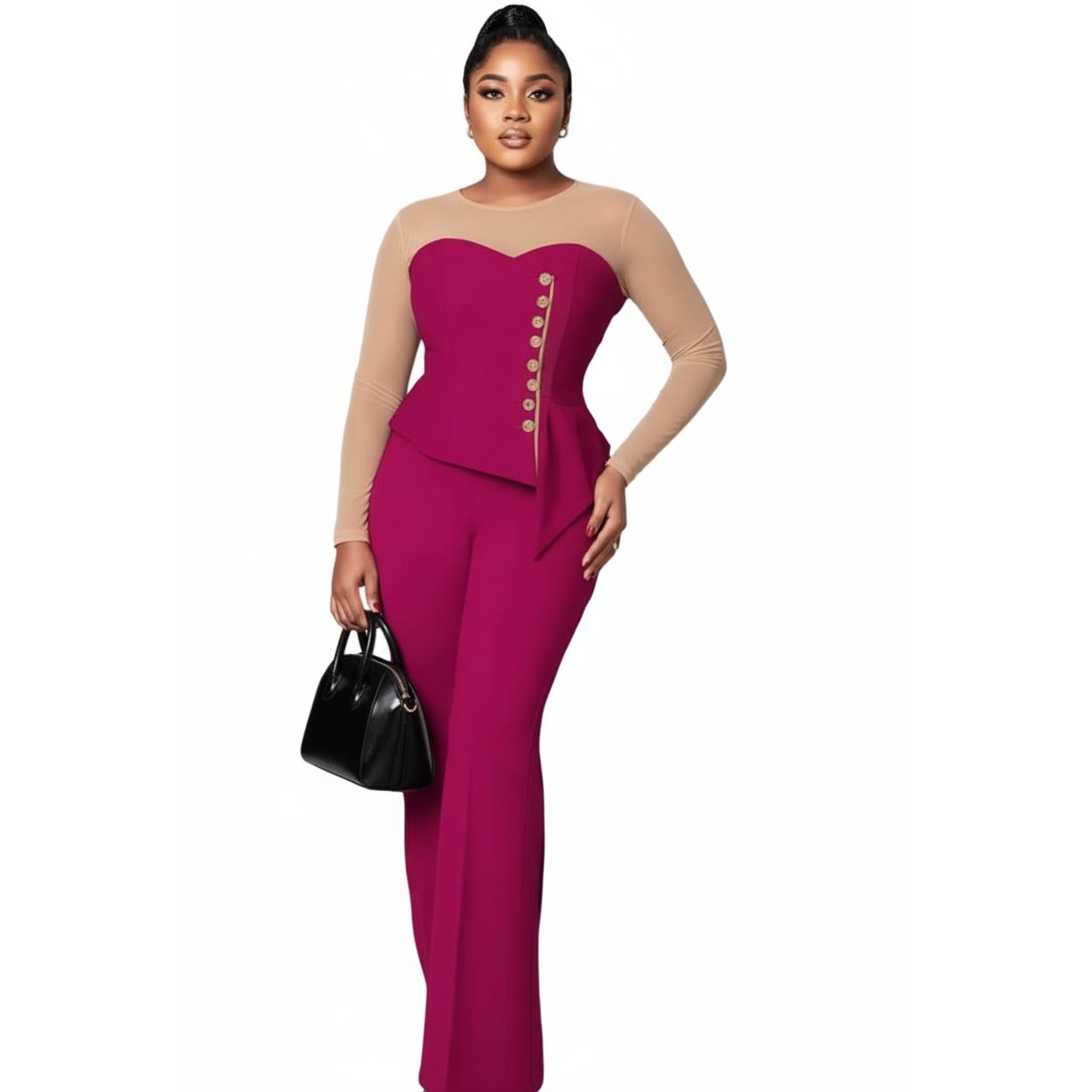 Vintage Buttoned Top & Pant Set