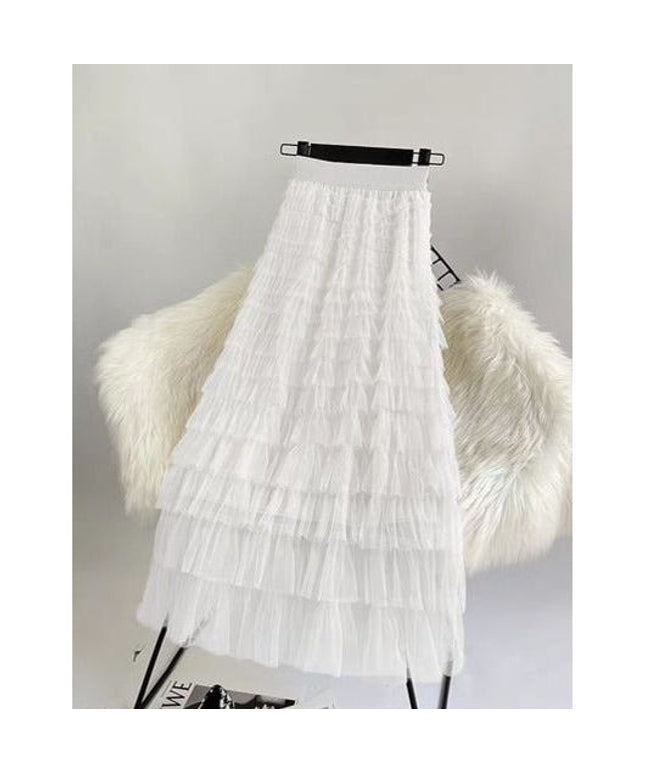 Feather High Waisted Tulle Skirt