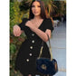 Sexy V-Neck Buttoned Dress