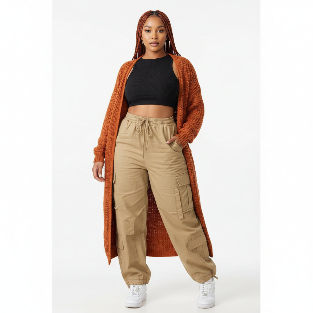 High Waisted Cargo Strap Pants