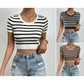 Striped Round Neck Short Sleeve Top