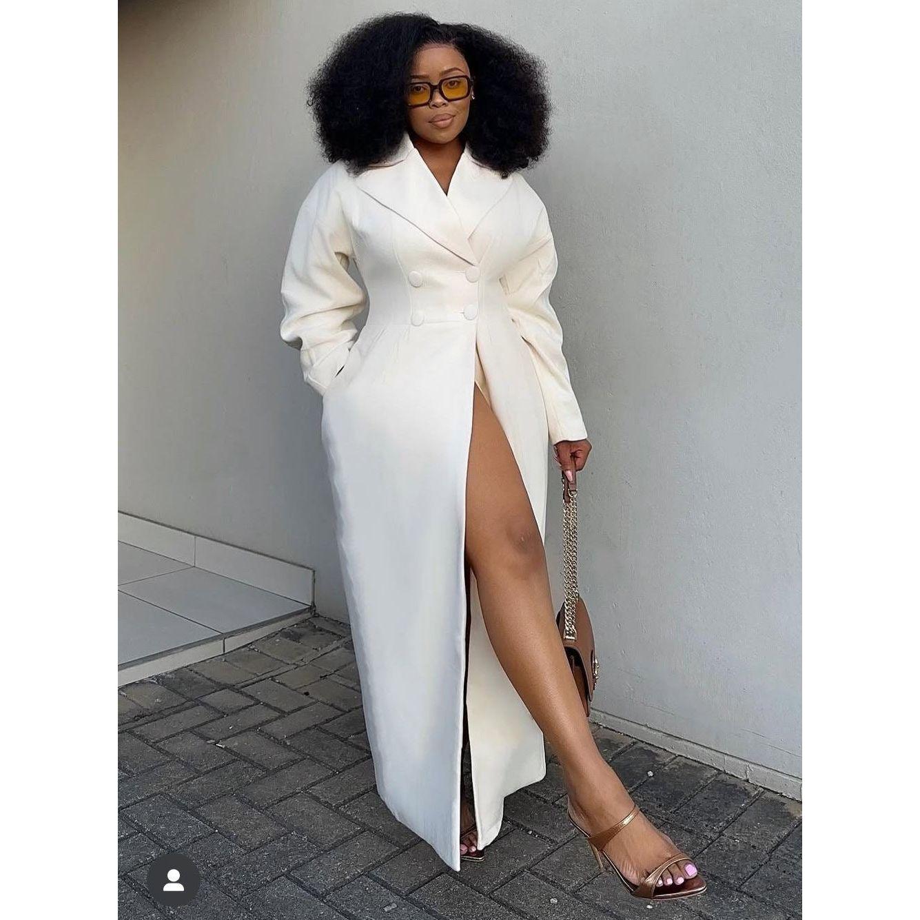 Buttoned Long Sleeves Loose Notched Collar Outerwear Coats