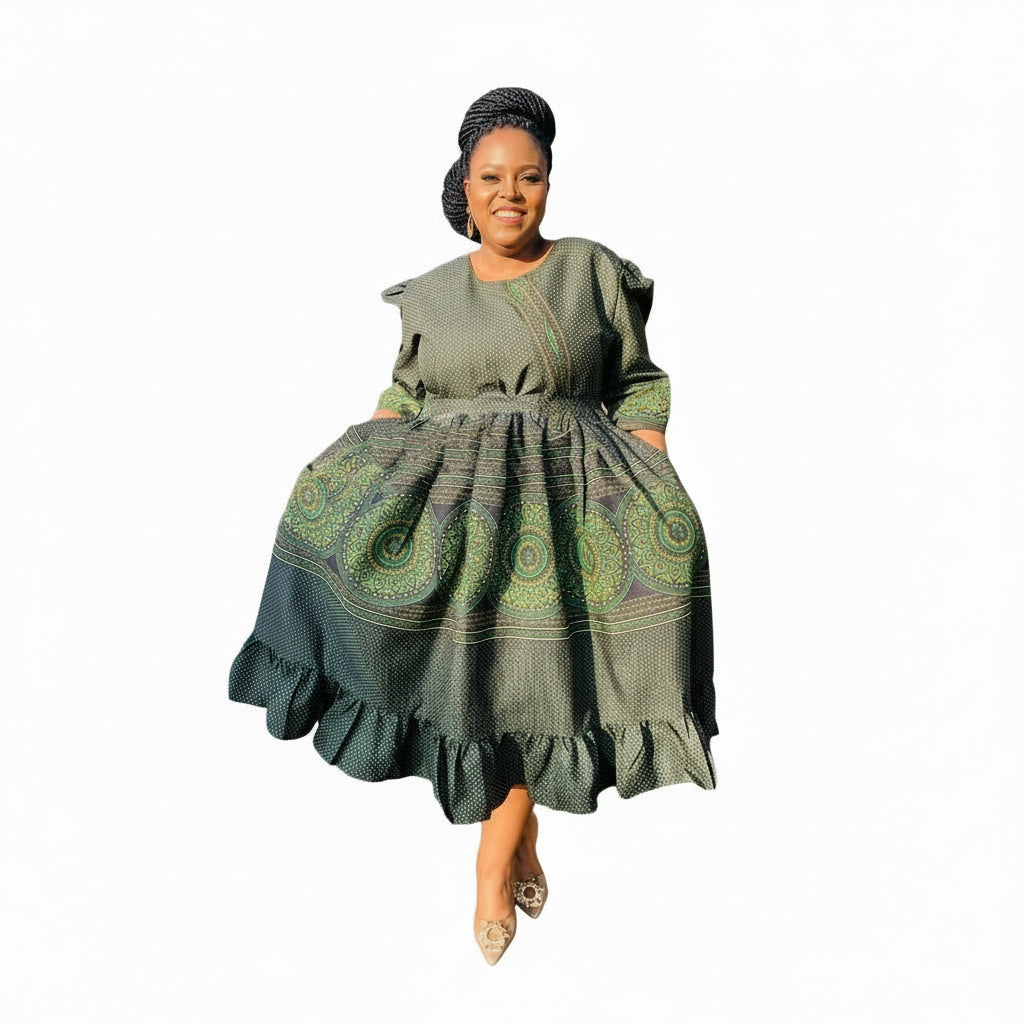 Ankara Round Neck Maxi Dress