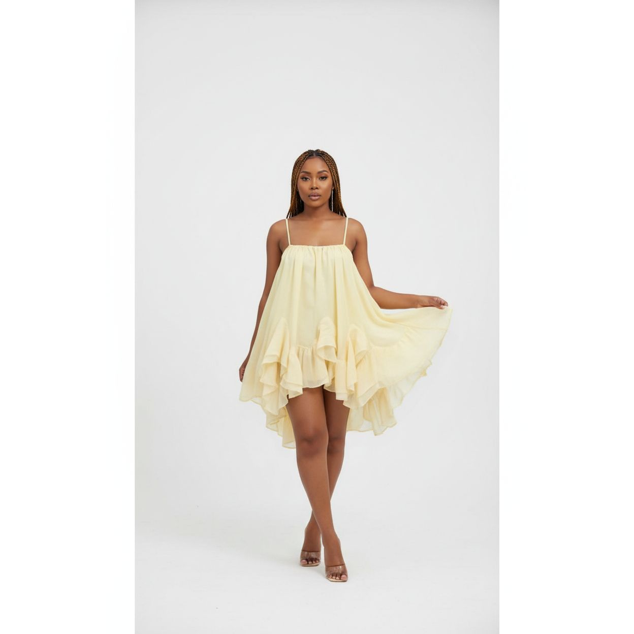 Ruffled Chiffon Mini Dress