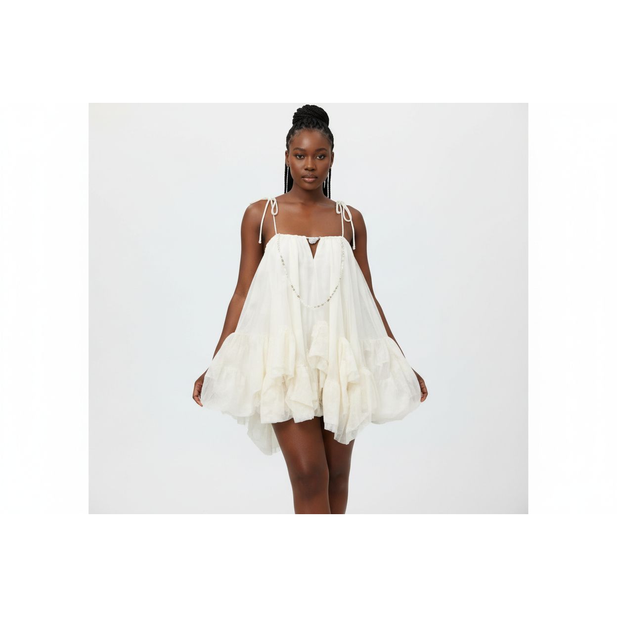 Ruffled Chiffon Mini Dress