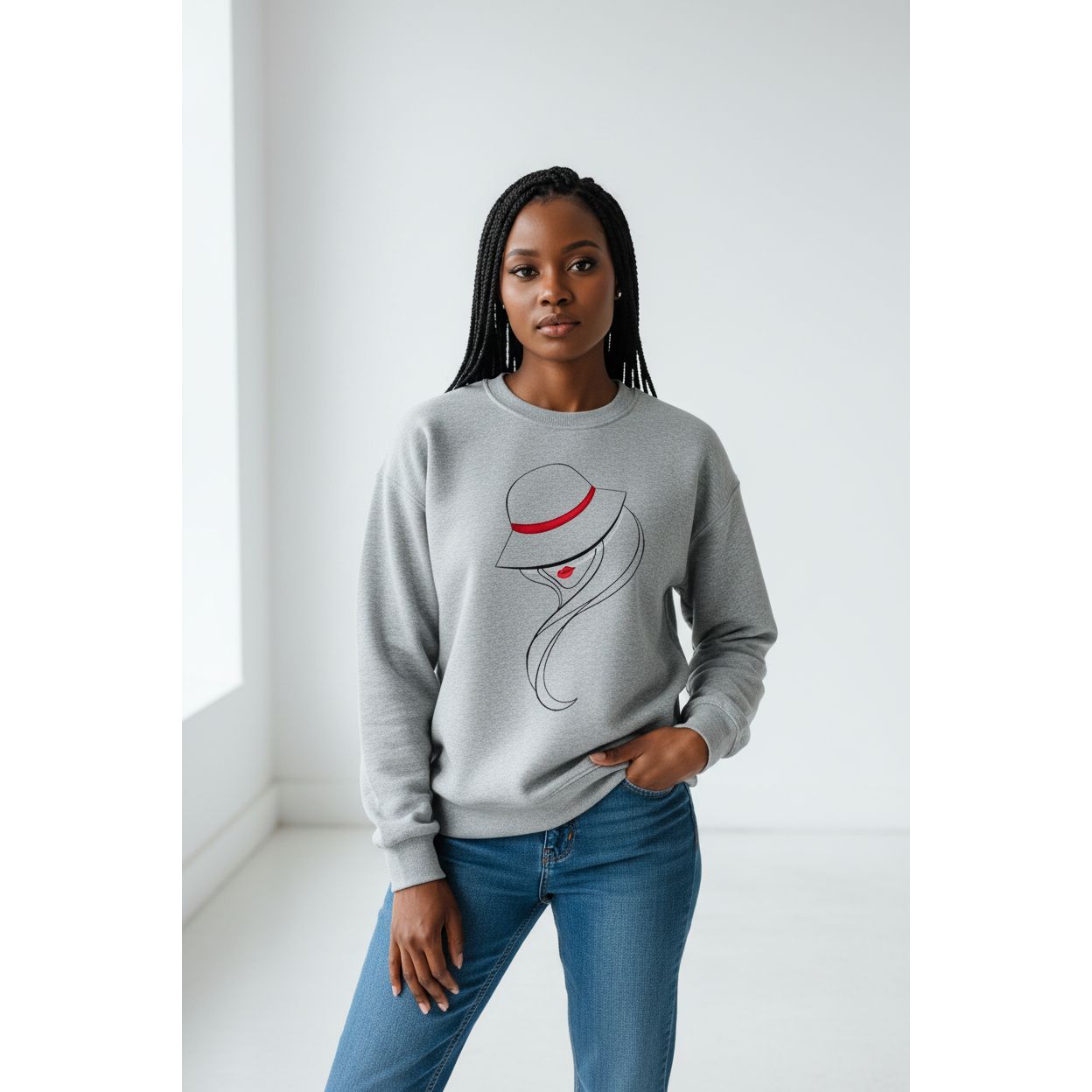 Figure Printing O-Neck Vintage Sweatshirt