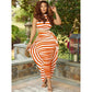 Striped Sleeveless Top And Bodycon Skirt Set