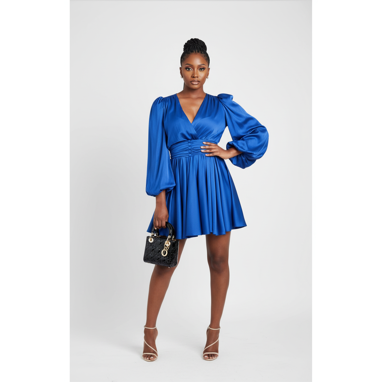 Long Sleeve V-Neck Mini Dress