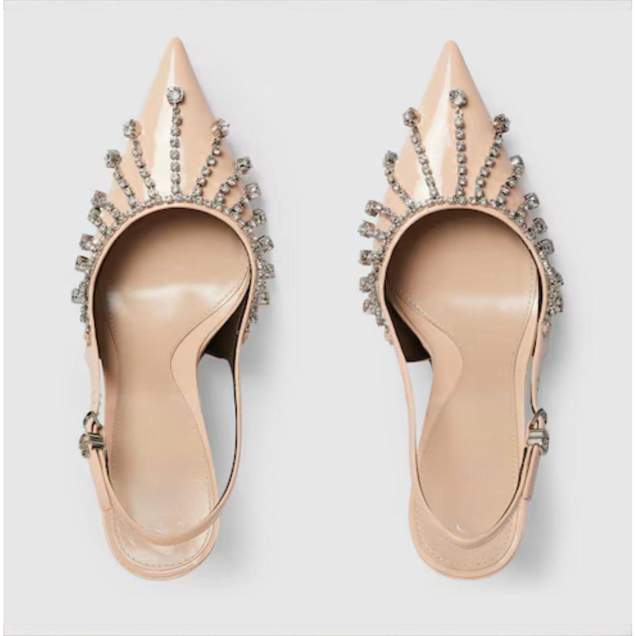 Diamond Embellishment Stiletto Pointed-Toe Shoes.